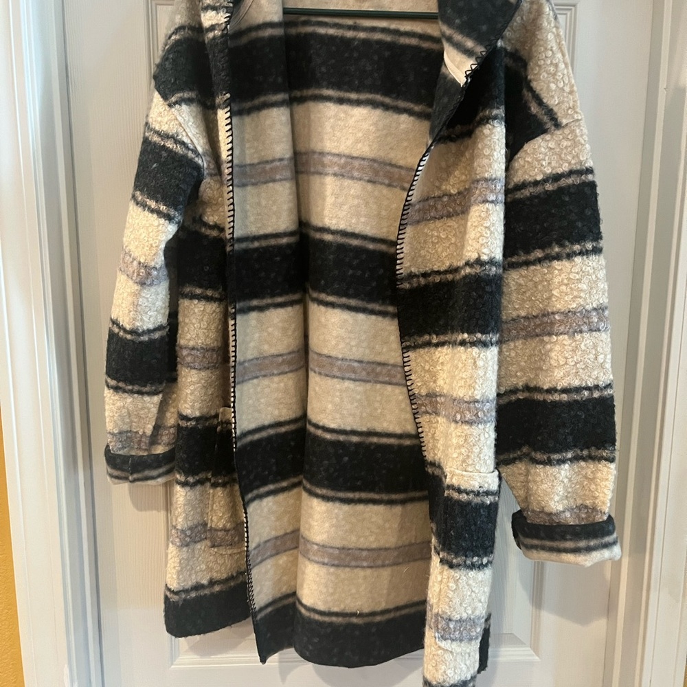 Hem & Thread Gray and Cream Hooded Jacket